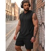 image:imageCOOFANDY Mens Sleeveless Workout Hoodie Shorts Set 2 Piece Outfits Hooded Tank Tops Gym Tracksuit SweatsuitsBlack