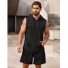 image:imageCOOFANDY Mens Sleeveless Workout Hoodie Shorts Set 2 Piece Outfits Hooded Tank Tops Gym Tracksuit SweatsuitsBlack