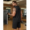 image:imageCOOFANDY Mens Sleeveless Workout Hoodie Shorts Set 2 Piece Outfits Hooded Tank Tops Gym Tracksuit SweatsuitsBlack