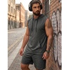 image:imageCOOFANDY Mens Sleeveless Workout Hoodie Shorts Set 2 Piece Outfits Hooded Tank Tops Gym Tracksuit SweatsuitsDark Grey
