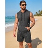 image:imageCOOFANDY Mens Sleeveless Workout Hoodie Shorts Set 2 Piece Outfits Hooded Tank Tops Gym Tracksuit SweatsuitsDark Grey