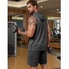 image:imageCOOFANDY Mens Sleeveless Workout Hoodie Shorts Set 2 Piece Outfits Hooded Tank Tops Gym Tracksuit SweatsuitsDark Grey