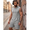 image:imageCOOFANDY Mens Sleeveless Workout Hoodie Shorts Set 2 Piece Outfits Hooded Tank Tops Gym Tracksuit SweatsuitsLight Grey