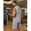 image:imageCOOFANDY Mens Sleeveless Workout Hoodie Shorts Set 2 Piece Outfits Hooded Tank Tops Gym Tracksuit SweatsuitsLight Grey