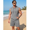 image:imageCOOFANDY Mens Sleeveless Workout Hoodie Shorts Set 2 Piece Outfits Hooded Tank Tops Gym Tracksuit SweatsuitsLight Grey
