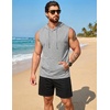 image:imageCOOFANDY Mens Sleeveless Workout Hoodie Shorts Set 2 Piece Outfits Hooded Tank Tops Gym Tracksuit SweatsuitsLight GreyBlack