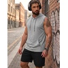 image:imageCOOFANDY Mens Sleeveless Workout Hoodie Shorts Set 2 Piece Outfits Hooded Tank Tops Gym Tracksuit SweatsuitsLight GreyBlack