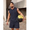 image:imageCOOFANDY Mens Sleeveless Workout Hoodie Shorts Set 2 Piece Outfits Hooded Tank Tops Gym Tracksuit SweatsuitsNavy Blue