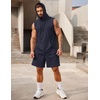 image:imageCOOFANDY Mens Sleeveless Workout Hoodie Shorts Set 2 Piece Outfits Hooded Tank Tops Gym Tracksuit SweatsuitsNavy Blue