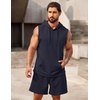 image:imageCOOFANDY Mens Sleeveless Workout Hoodie Shorts Set 2 Piece Outfits Hooded Tank Tops Gym Tracksuit SweatsuitsNavy Blue