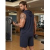 image:imageCOOFANDY Mens Sleeveless Workout Hoodie Shorts Set 2 Piece Outfits Hooded Tank Tops Gym Tracksuit SweatsuitsNavy Blue