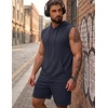 image:imageCOOFANDY Mens Sleeveless Workout Hoodie Shorts Set 2 Piece Outfits Hooded Tank Tops Gym Tracksuit SweatsuitsNavy Blue