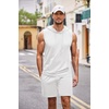 image:imageCOOFANDY Mens Sleeveless Workout Hoodie Shorts Set 2 Piece Outfits Hooded Tank Tops Gym Tracksuit SweatsuitsWhite