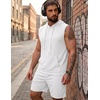 image:imageCOOFANDY Mens Sleeveless Workout Hoodie Shorts Set 2 Piece Outfits Hooded Tank Tops Gym Tracksuit SweatsuitsWhite