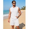 image:imageCOOFANDY Mens Sleeveless Workout Hoodie Shorts Set 2 Piece Outfits Hooded Tank Tops Gym Tracksuit SweatsuitsWhite