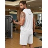 image:imageCOOFANDY Mens Sleeveless Workout Hoodie Shorts Set 2 Piece Outfits Hooded Tank Tops Gym Tracksuit SweatsuitsWhite