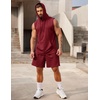 image:imageCOOFANDY Mens Sleeveless Workout Hoodie Shorts Set 2 Piece Outfits Hooded Tank Tops Gym Tracksuit SweatsuitsWine Red
