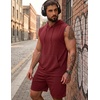 image:imageCOOFANDY Mens Sleeveless Workout Hoodie Shorts Set 2 Piece Outfits Hooded Tank Tops Gym Tracksuit SweatsuitsWine Red