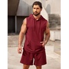 image:imageCOOFANDY Mens Sleeveless Workout Hoodie Shorts Set 2 Piece Outfits Hooded Tank Tops Gym Tracksuit SweatsuitsWine Red