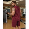 image:imageCOOFANDY Mens Sleeveless Workout Hoodie Shorts Set 2 Piece Outfits Hooded Tank Tops Gym Tracksuit SweatsuitsWine Red