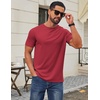 image:imageCOOFANDY Mens T Shirt Short Sleeve Cotton Blend TShirts Crew Neck Casual Summer Basic Tee ShirtsDeep Red