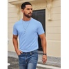 image:imageCOOFANDY Mens T Shirt Short Sleeve Cotton Blend TShirts Crew Neck Casual Summer Basic Tee ShirtsLight Blue