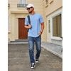 image:imageCOOFANDY Mens T Shirt Short Sleeve Cotton Blend TShirts Crew Neck Casual Summer Basic Tee ShirtsLight Blue