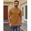 image:imageCOOFANDY Mens T Shirt Short Sleeve Cotton Blend TShirts Crew Neck Casual Summer Basic Tee ShirtsLight Brown