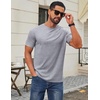 image:imageCOOFANDY Mens T Shirt Short Sleeve Cotton Blend TShirts Crew Neck Casual Summer Basic Tee ShirtsLight Grey