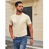 image:imageCOOFANDY Mens T Shirt Short Sleeve Cotton Blend TShirts Crew Neck Casual Summer Basic Tee ShirtsWarm Taupe