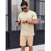 image:imageCOOFANDY Mens T Shirt Short Sleeve Cotton Blend TShirts Crew Neck Casual Summer Basic Tee ShirtsWarm Taupe