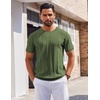 image:imageCOOFANDY Mens T Shirts Short Sleeve Knit Sweater Shirt Casual Crewneck Ribbed Pullover TeesArmy Green