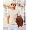 image:imageCOOFANDY Mens T Shirts Short Sleeve Knit Sweater Shirt Casual Crewneck Ribbed Pullover TeesBeige