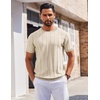 image:imageCOOFANDY Mens T Shirts Short Sleeve Knit Sweater Shirt Casual Crewneck Ribbed Pullover TeesBeige