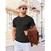image:imageCOOFANDY Mens T Shirts Short Sleeve Knit Sweater Shirt Casual Crewneck Ribbed Pullover TeesBlack