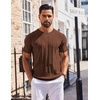 image:imageCOOFANDY Mens T Shirts Short Sleeve Knit Sweater Shirt Casual Crewneck Ribbed Pullover TeesBrown