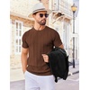 image:imageCOOFANDY Mens T Shirts Short Sleeve Knit Sweater Shirt Casual Crewneck Ribbed Pullover TeesBrown