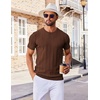 image:imageCOOFANDY Mens T Shirts Short Sleeve Knit Sweater Shirt Casual Crewneck Ribbed Pullover TeesBrown