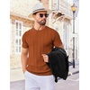 image:imageCOOFANDY Mens T Shirts Short Sleeve Knit Sweater Shirt Casual Crewneck Ribbed Pullover TeesCaramel