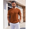 image:imageCOOFANDY Mens T Shirts Short Sleeve Knit Sweater Shirt Casual Crewneck Ribbed Pullover TeesCaramel