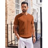 image:imageCOOFANDY Mens T Shirts Short Sleeve Knit Sweater Shirt Casual Crewneck Ribbed Pullover TeesCaramel