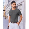 image:imageCOOFANDY Mens T Shirts Short Sleeve Knit Sweater Shirt Casual Crewneck Ribbed Pullover TeesDark Grey