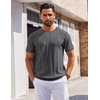 image:imageCOOFANDY Mens T Shirts Short Sleeve Knit Sweater Shirt Casual Crewneck Ribbed Pullover TeesDark Grey