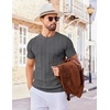 image:imageCOOFANDY Mens T Shirts Short Sleeve Knit Sweater Shirt Casual Crewneck Ribbed Pullover TeesDark Grey