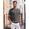 image:imageCOOFANDY Mens T Shirts Short Sleeve Knit Sweater Shirt Casual Crewneck Ribbed Pullover TeesDark Grey
