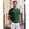 image:imageCOOFANDY Mens T Shirts Short Sleeve Knit Sweater Shirt Casual Crewneck Ribbed Pullover TeesDeep Green