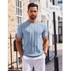 image:imageCOOFANDY Mens T Shirts Short Sleeve Knit Sweater Shirt Casual Crewneck Ribbed Pullover TeesDenim Blue