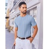 image:imageCOOFANDY Mens T Shirts Short Sleeve Knit Sweater Shirt Casual Crewneck Ribbed Pullover TeesDenim Blue