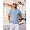 image:imageCOOFANDY Mens T Shirts Short Sleeve Knit Sweater Shirt Casual Crewneck Ribbed Pullover TeesDenim Blue