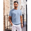 image:imageCOOFANDY Mens T Shirts Short Sleeve Knit Sweater Shirt Casual Crewneck Ribbed Pullover TeesDenim Blue